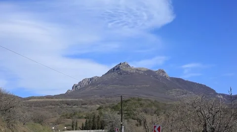 CRIMEA. APRIL 2011: View on the Demerdgi rock Stock Footage 49733431