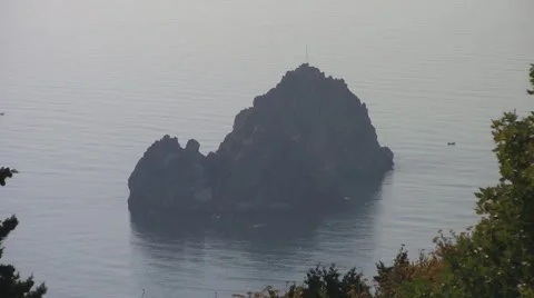 CRIMEA. AUGUST 2009: View through the trees on the island Stock Footage 49625857