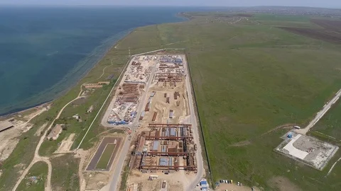 The Crimea Bridge. The control center and road junction on April 26, 2018 Stock Footage 89446064