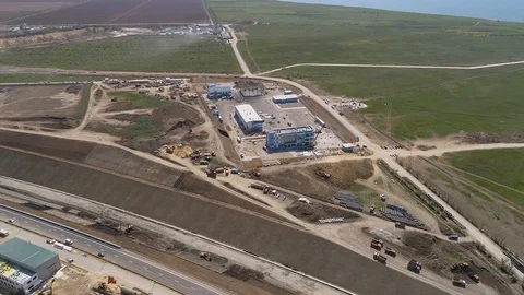 The Crimea Bridge. The control center and road junction on April 26, 2018 Stock Footage 89448248