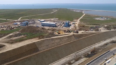 The Crimea Bridge. The control center and road junction on April 26, 2018 Stock Footage 89448300