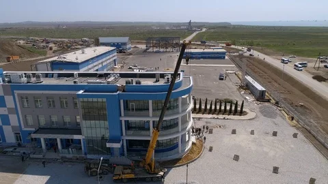 The Crimea Bridge. The control center and road junction on April 26, 2018 Stock Footage 89450984