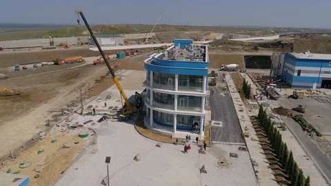 The Crimea Bridge. The control center and road junction on April 26, 2018 Stock Footage 89451874