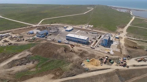 The Crimea Bridge. The control center and road junction on April 26, 2018 Stock Footage 89452023