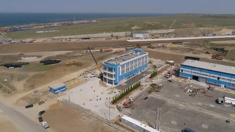 The Crimea Bridge. The control center and road junction on April 26, 2018 Stock Footage 89473585