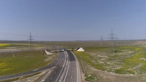 The Crimea Bridge. The road junction at highway A-290 on April 26, 2018 Stock Footage 89420935