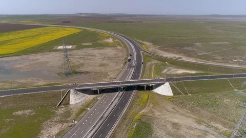 The Crimea Bridge. The road junction at highway A-290 on April 26, 2018 Stock Footage 89420981