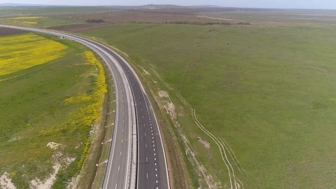 The Crimea Bridge. The road junction at highway A-290 on April 26, 2018 Stock Footage 89421273