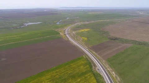 The Crimea Bridge. The road junction at highway A-290 on April 26, 2018 Stock Footage 89421289