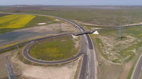 The Crimea Bridge. The road junction at highway A-290 on April 26, 2018 Stock Footage 89425259