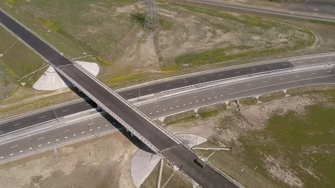 The Crimea Bridge. The road junction at highway A-290 on April 26, 2018 Stock Footage 89445812