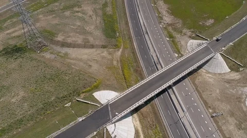 The Crimea Bridge. The road junction at highway A-290 on April 26, 2018 Stock Footage 89445933