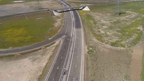The Crimea Bridge. The road junction at highway A-290 on April 26, 2018 Stock Footage 89445949