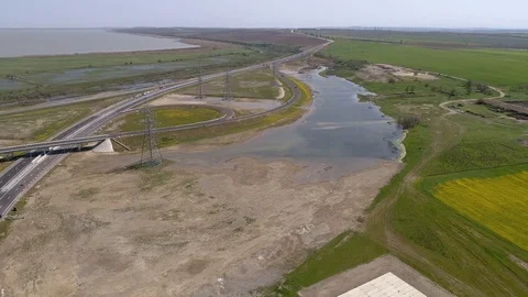 The Crimea Bridge. The road junction at highway A-290 on April 26, 2018 Stock Footage 89473510