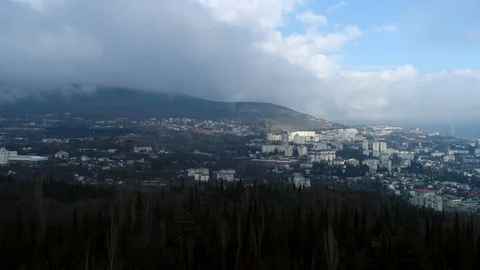 Crimea. Clouds. Nature. Mountain. Aerials. 4k. Drone Stock Footage 97149294