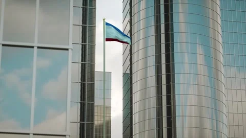 Crimea Flag 3D Render Animation on Pole with City Buildings Stock-Footage 333059036