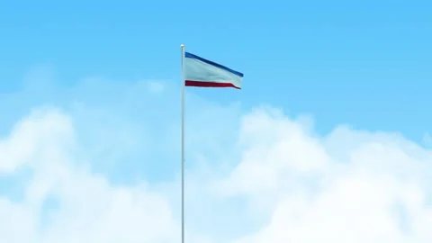 Crimea Flag 3D Render Animation Waving on Pole with Blue Sky Stock-Footage 333219802