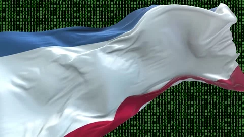 Crimea flag - Waving flag on matrix binary code background Stock Footage 321421033