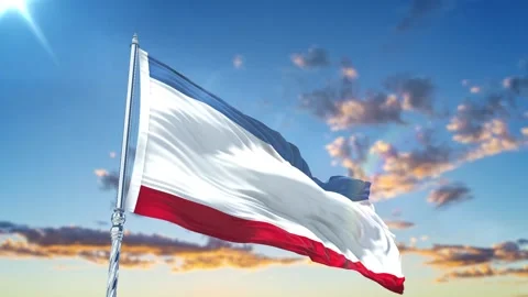 Crimea flag Waving Realistic With Sky Stock Footage 293000964