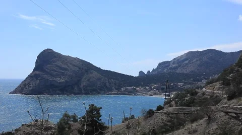 CRIMEA. JANUARY 2011: General view of the bay Stock Footage 49732913