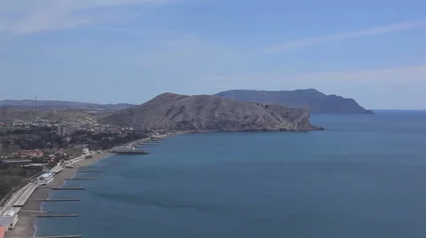 CRIMEA. JANUARY 2011: Top view of an empty beach Stock-Footage 49732896