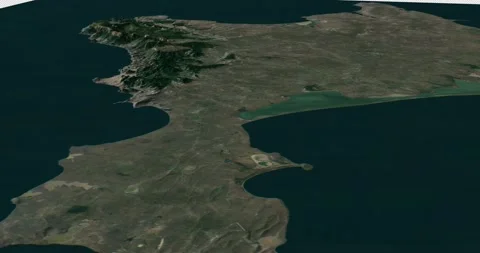 Crimea map from east to west 3d relief 4K satellite ground low height fly Stock Footage 213013675