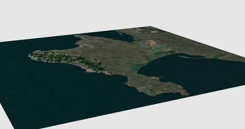 Crimea map from east to west 3d relief 4K satellite ground  height fly Stock Footage 213014857
