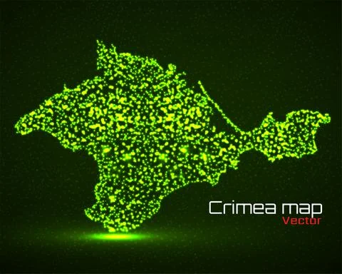 Crimea map glowing particles, neon vector illustration Stock Illustration