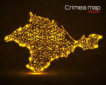 Crimea map with glowing particles, neon vector illustration Stock Illustration