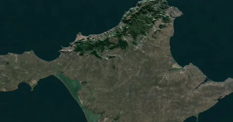 Crimea map from north to south 3d relief 4K satellite ground top height fly Stock Footage 213012955