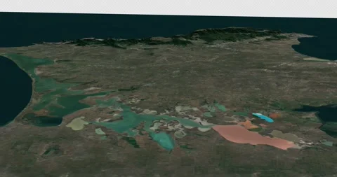 Crimea map from north to south 3d relief 4K satellite ground low height fly Stock Footage 213014278