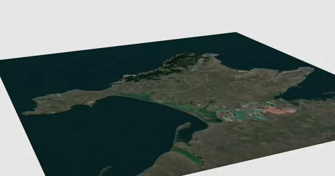 Crimea map from north to south 3d relief 4K satellite ground height fly Stock Footage 213015071