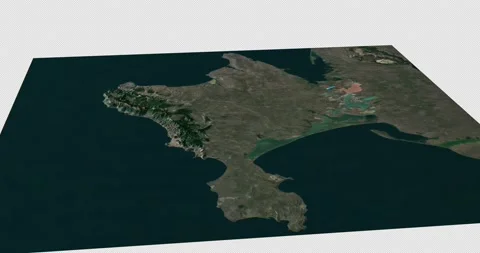 Crimea map rotate 360 loop with 3d relief 4K satellite ground with height Stock Footage 213012684