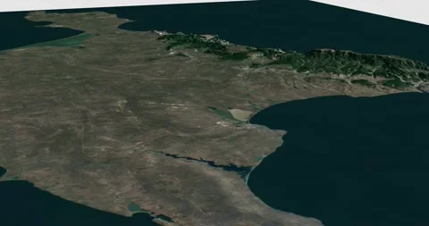 Crimea map from west to east 3d relief 4K satellite ground low height fly Stock Footage 213014293