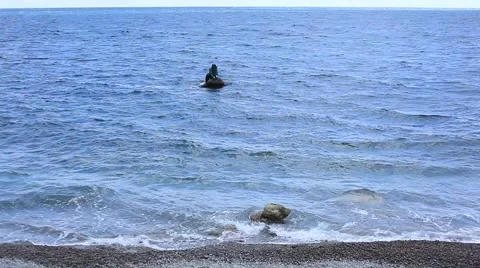 CRIMEA. MAY 2011: Mishor. Monument of mermaid. Stock Footage 49633004
