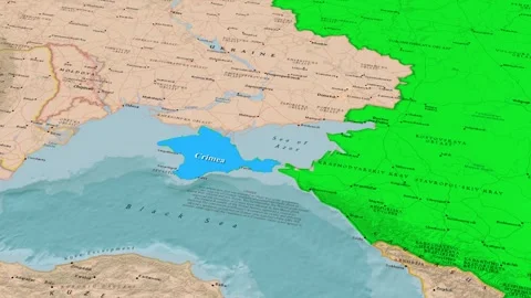 Crimea Peninsula Location Map Black Sea Region Animation Stock Footage 344620670