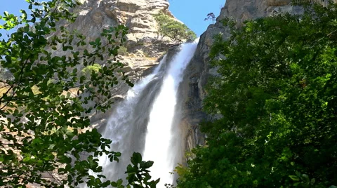 Crimea, the Uchan- Su falls on the mountain Ah-Petri close-up Stock Footage 43201621