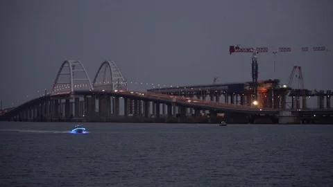 Crimean bridge at night in 4k Stock Footage 101840505