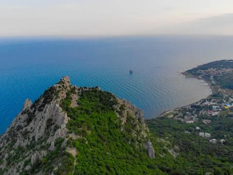 Crimean mountains against the sea Stock Photos