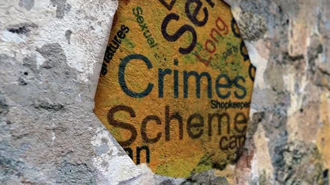 Crimes text on hole Stock Footage