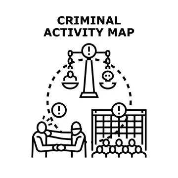 Criminal activity map reporting crime statistics Stock-Illustration