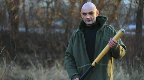 Criminal with bat Stock Footage 10877922