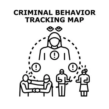 Criminal behavior tracking and surveillance system concept Stock Illustration