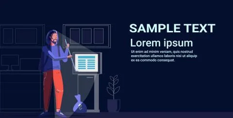 Criminal character using crowbar thief stealing money from ATM theft concept Stock Illustration