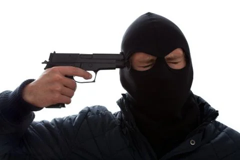 Criminal commiting suicide Stock Photos