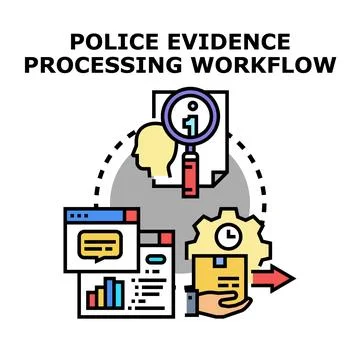 Criminal evidence processing workflow concept with legal investigation イラスト素材