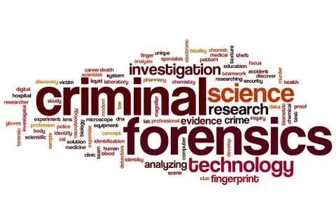 Criminal forensics word cloud Illustrazione stock