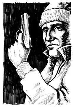 Criminal with a gun Illustrazione stock