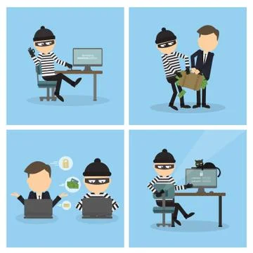 Criminal hacker set. Stock Illustration