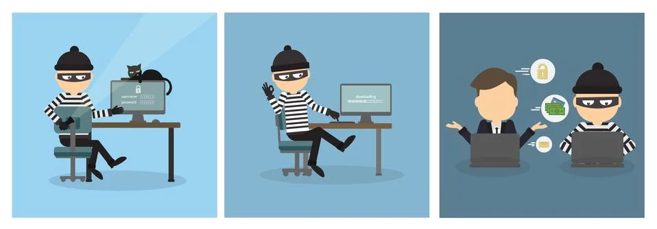 Criminal hacker set. Illustrazione stock